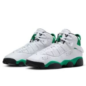 White and Green High-Top Sneakers